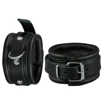 Prémium fekete bőr bokapánt 5 cm szélességgel