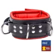 Leather Collar Padded 3 D-rings Adjustable 46cm Red