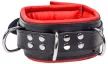 Leather Collar Padded 3 D-rings Adjustable 46cm Red