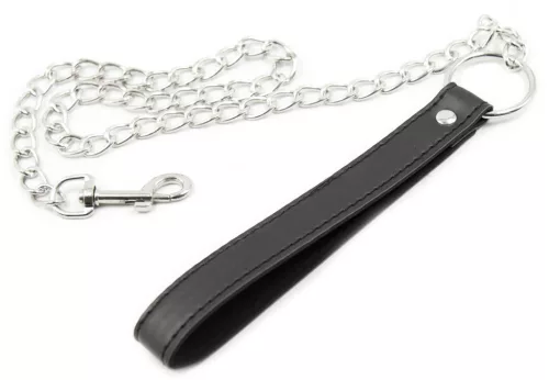 Submission leash leatherette metal chain 80cm black