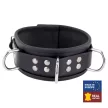 Red Leather Collar 3 D-Rings Metal Rivets 6cm Black