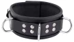 Red Leather Collar 3 D-Rings Metal Rivets 6cm Black