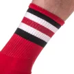 PandaSocks - csíkos fél zokni piros-fekete-fehér kombinációban