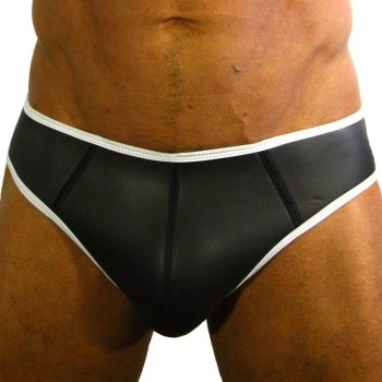   Elegáns fekete-fehér neopréne jockstrap intim élményekhez