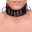 Leather Necklace 3 D-Rings Adjustable 38-52cm Purple Black