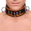 Leather Necklace 3 Rings Accessory Orange Black 38-52cm