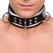 Bőr nyaklánc 3 gyűrűvel – fehér-fekete elegancia