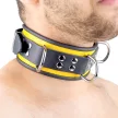 Leather Necklace with 3 D-Rings Black Yellow