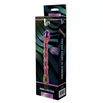   Glamour Glass Ribbed G-Spot Dildo 18cm Bubble Color Borosilicate