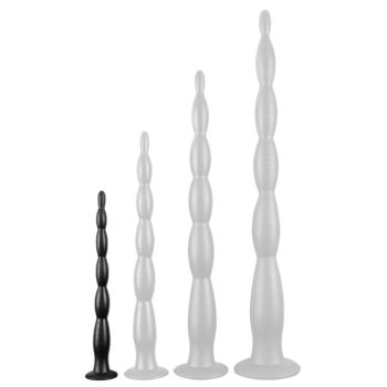 Díszlazító gyöngyös dildo – 30 cm, fekete