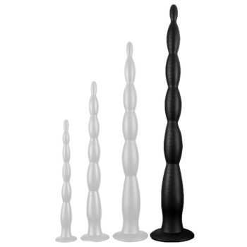   XL hosszú fekete gyöngyös dildo - érzékiség prémium minőségben