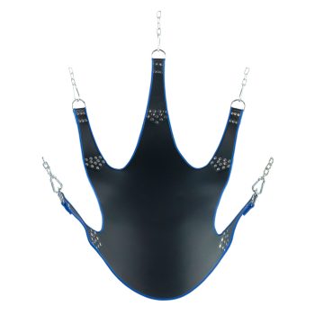   5 pontos bőr heveder – stílusos fekete-kék rögzítő rendszer