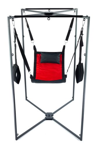 Kit Sling – piros-fekete szövet hordszíj fekete kerettel