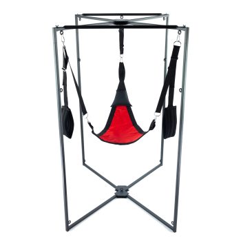   Kit Sling – piros-fekete háromszög szövet, fekete kerettel