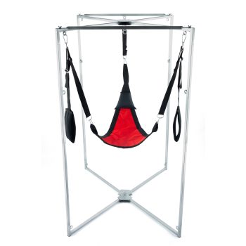   Kit Sling – piros-fekete háromszögű hám szürke kerettel