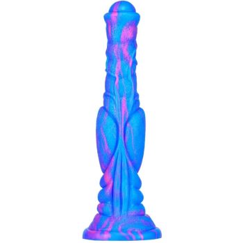   Dildo Dog Long – 26 cm-es prémium dildó kék-rózsaszínben