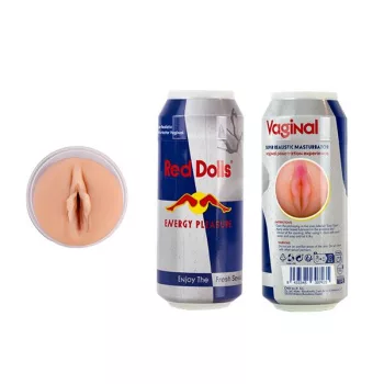   Red Dolls Vaginal Masturbator Ultra-Realistic TPE Compact Energy Drink Can Design