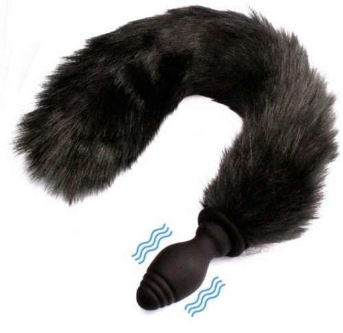 Vibráció Fox Tail Butt Plug vezeték nélküli fekete