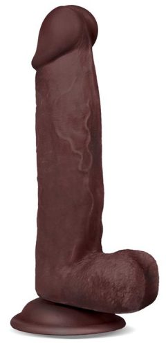 Realistic Dildo Slidy – élethű vibráló kúp 15 x 4 cm barna