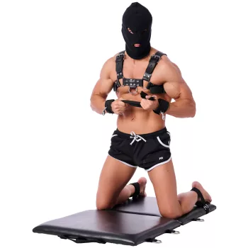   Salvador Saltea BDSM portabil 2 panouri cu 8 accesorii și 10 inele metalice 120x60cm