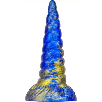 Unix – prémium dildó, 17 x 5,3 cm, kék-arany színben