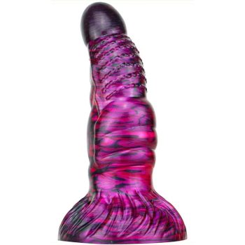 Fantasy Nirp – érzéki szilikon dildo 15 cm, lila-fekete