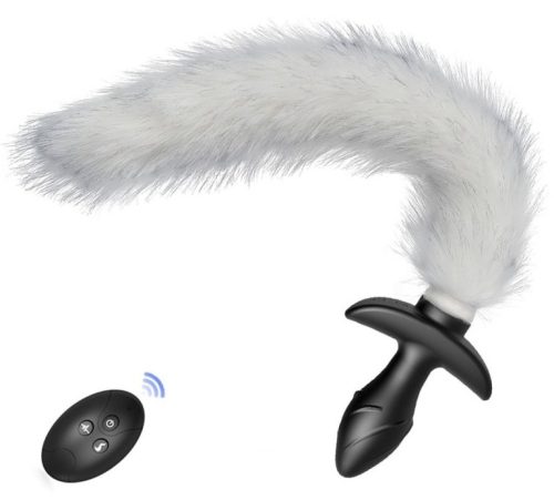 Vibráló dugó fehér farokkal Görbe 9 x 3.7cm | Farok 30cm