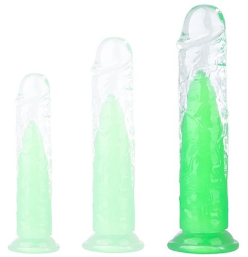 Jellis L – átlátszó zöld vibrátor (19 cm x 4 cm)