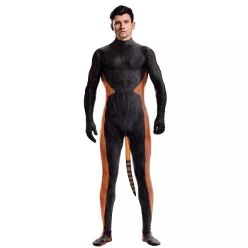 Mosómedve Red Panda Cosplay Jumpsuit Fekete-narancssárga