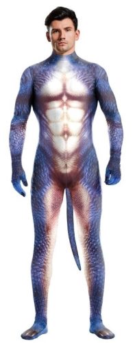 Kék-fehér Raptus dinoszaurusz Cosplay öltöny