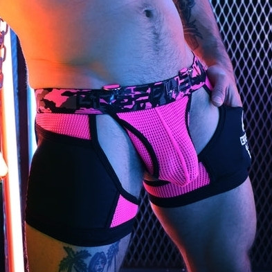 Boxer Bottomless – féltekerces camo fekete-rose színben
