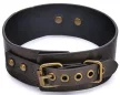 Vintage Leather Collar Leash 112 cm Brown