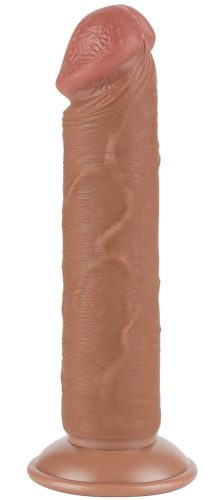 Prémium dildó – simogató bőrhatású, 17 x 4 cm, barna