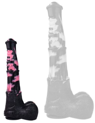 Tinulf M – prémium dildó, fekete-rózsaszín, 19 cm