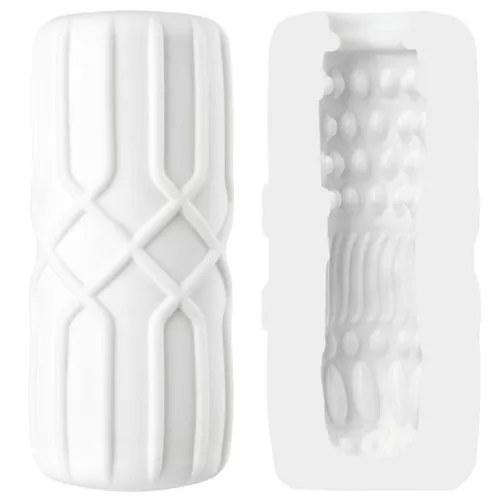 Masturbator White Wavy texturat lungime 12 cm alb TPE elastic