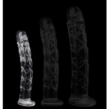 Diaglass Glass Dildo Textured Surface 15.5 cm Transparent