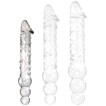 Üveg Dildó – háromgömbös, érzéki masszírozás