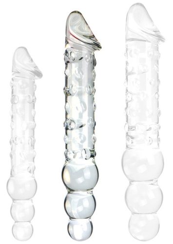 Üveg Dildó Threeball M – prémium ingerlés 28 x 4,5 cm