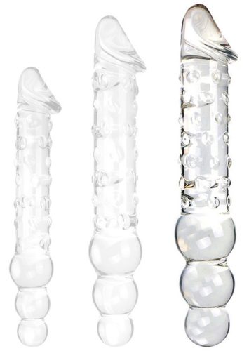 Üveg Dildó Threeball L – érzéki, prémium ingerlés 29 cm hosszú