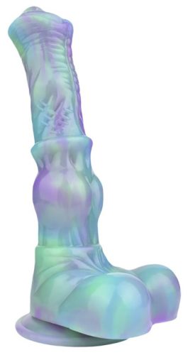 Ekwus – prémium dildó 20 cm zöld-lila színekben