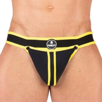 Jockstrap Shell – fekete-sárga prémium férfi alsónemű