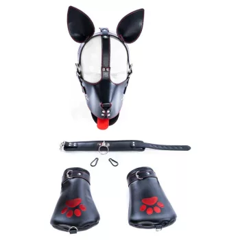 Puppy Kit 6 darabos fekete-vörös szett - Prémium kutyás kiegészítők