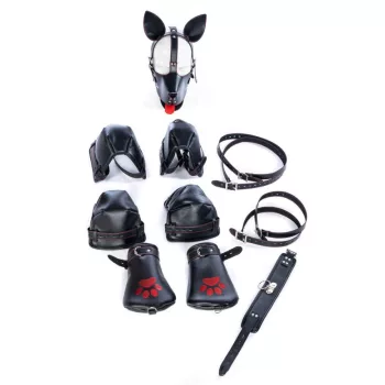 Teljes Kiskutya Bondage Készlet 14 Darabos Fekete-Piros Eleganciával