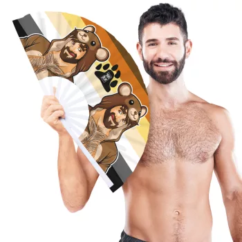 Adam Teddy Bear Fan 64cm with Bearded Men Design