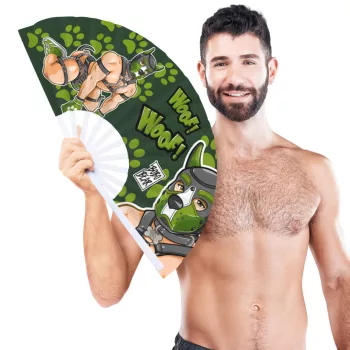 Green Puppy Fan 64cm Polyester Plastic Green