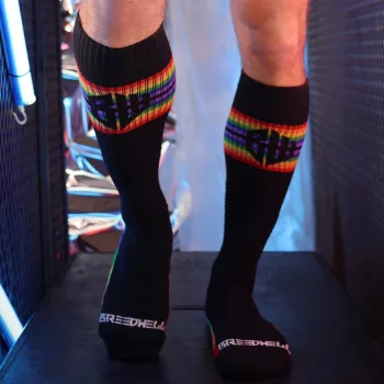   Șosete Icon Pride Knee-High cu dungi curcubeu mărime 39-45 negru