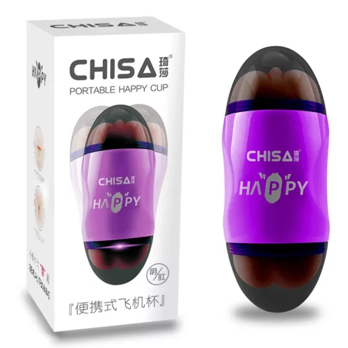 Happy Cup Masturbator cu două orificii realiste 19 cm