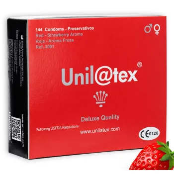 UNILATEX - prémium eper ízű óvszer 144 darabos packban