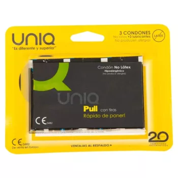 UNIQ – latexmentes óvszer csíkokkal, 3 db-os kiszerelés
