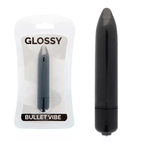 Glossy Vibrator silențios rezistent la apă 8.7 cm negru